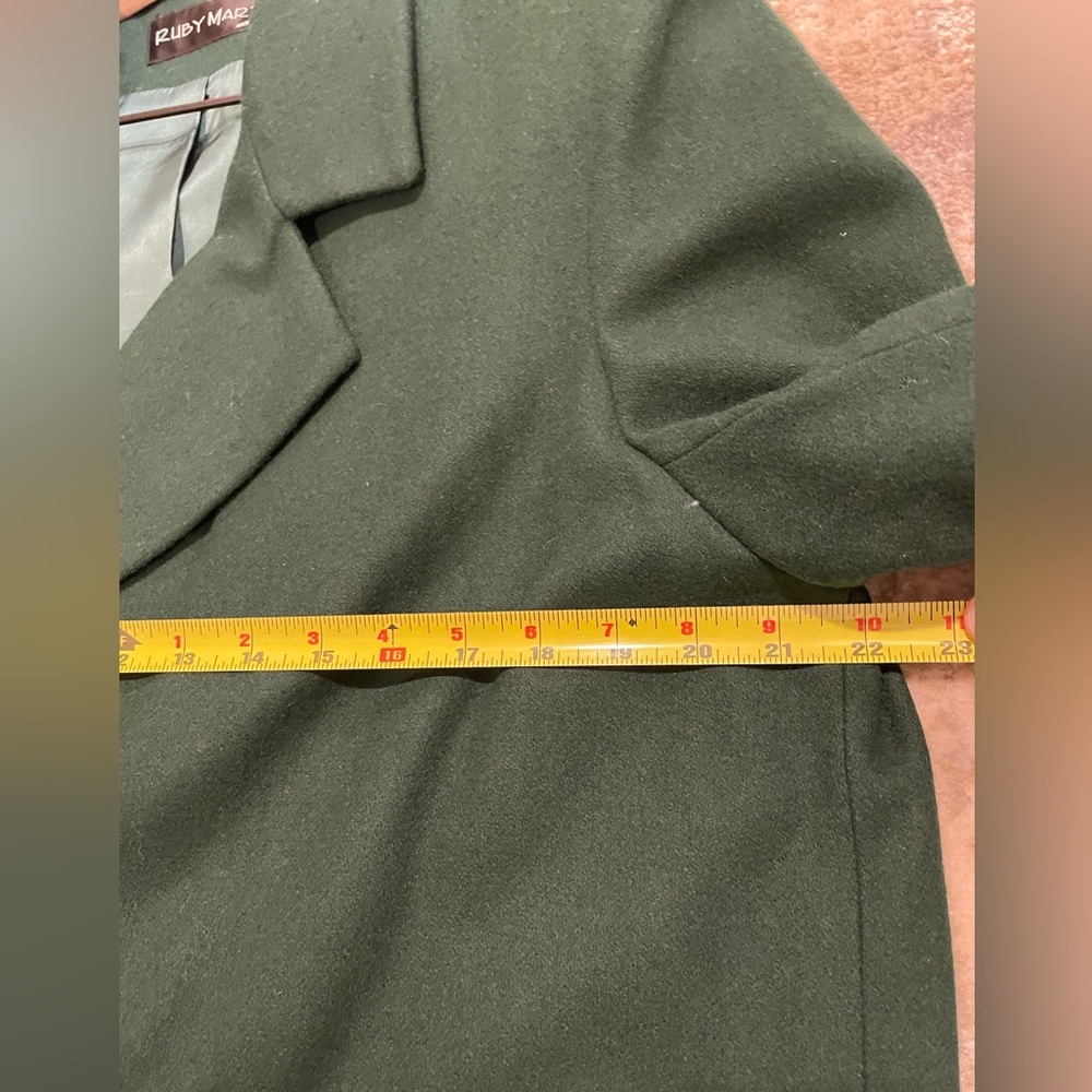 VTG 50’s-60’s Ruby Martin 100% Wool Emerald Green Lined Trench Coat Size 16P USA - Picture 8 of 15